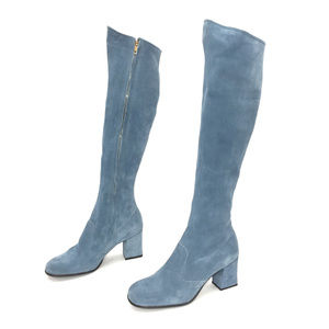 light blue suede booties